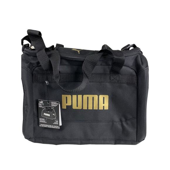 NEW PUMA Unisex Child Evercat Transformation Sports Duffel Bag Black Gold - Picture 1 of 16